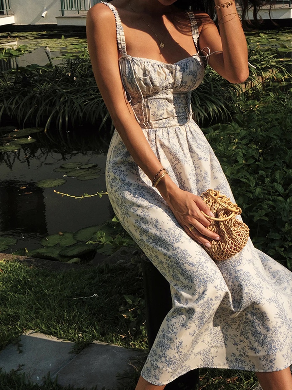 132 Sapphire Garden Floral Cami Midi Dress - Picture 2 of 6